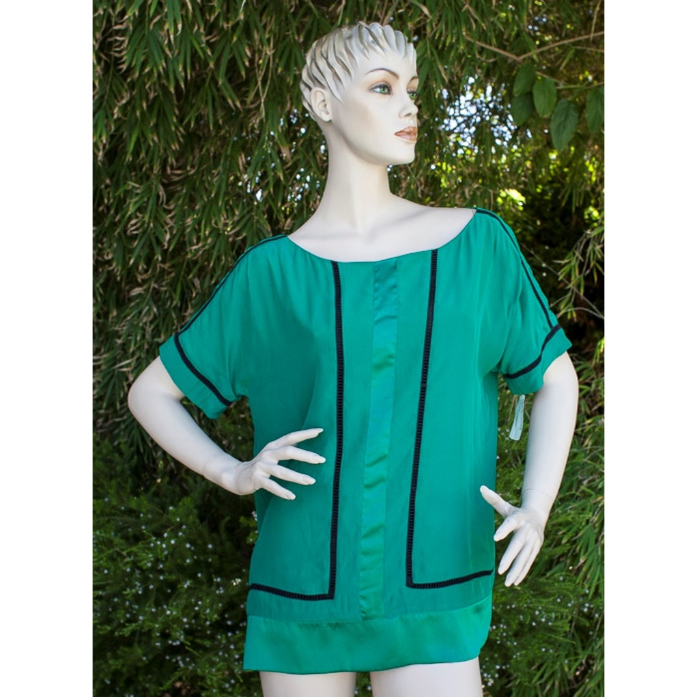 Rag & Bone Silk Shirt NWT $290 Green Size 10